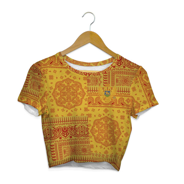 Montenegro Croptop T Shirt Flag And Paisley Basic Style 1