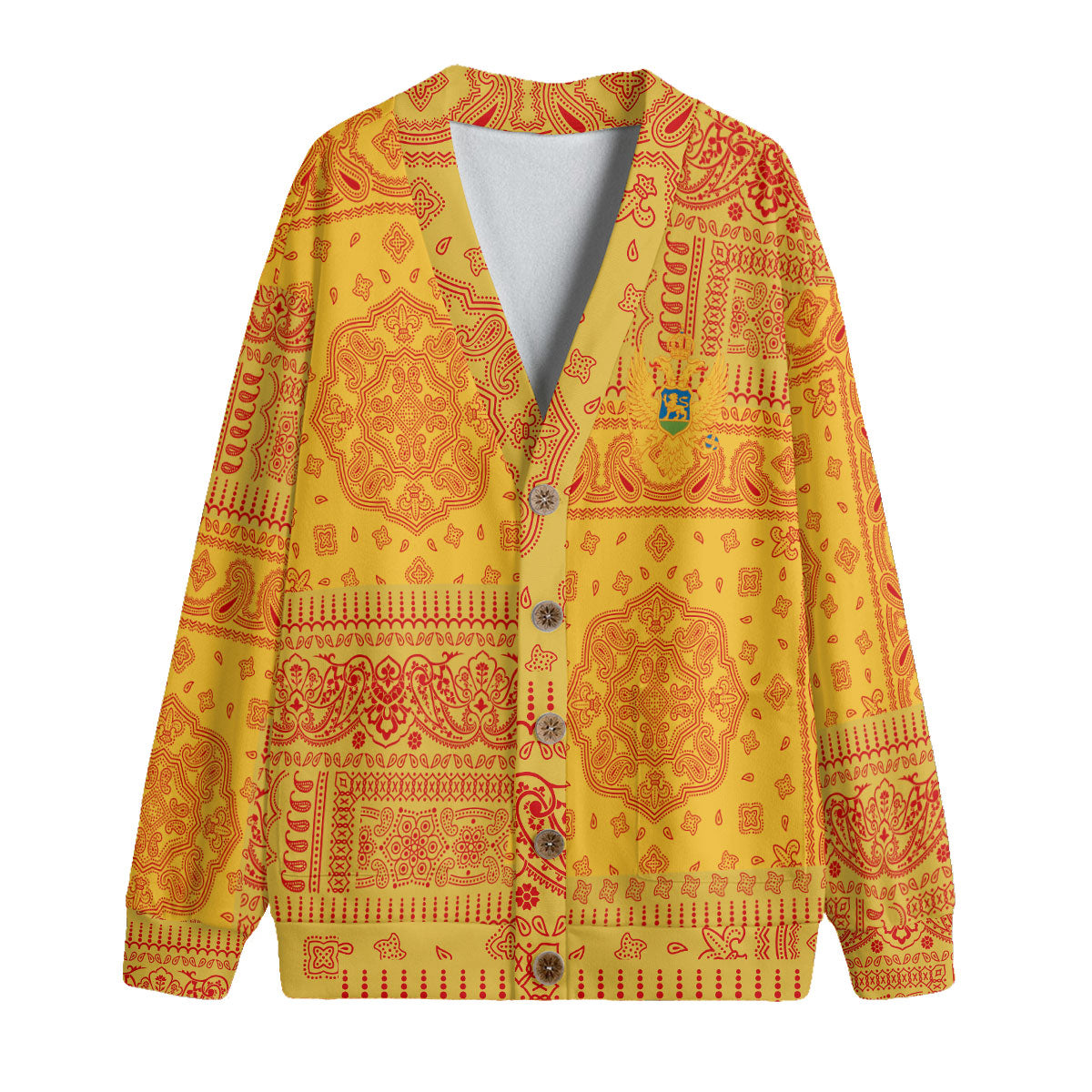 Montenegro Fleece Cardigan Flag And Paisley Basic Style 1