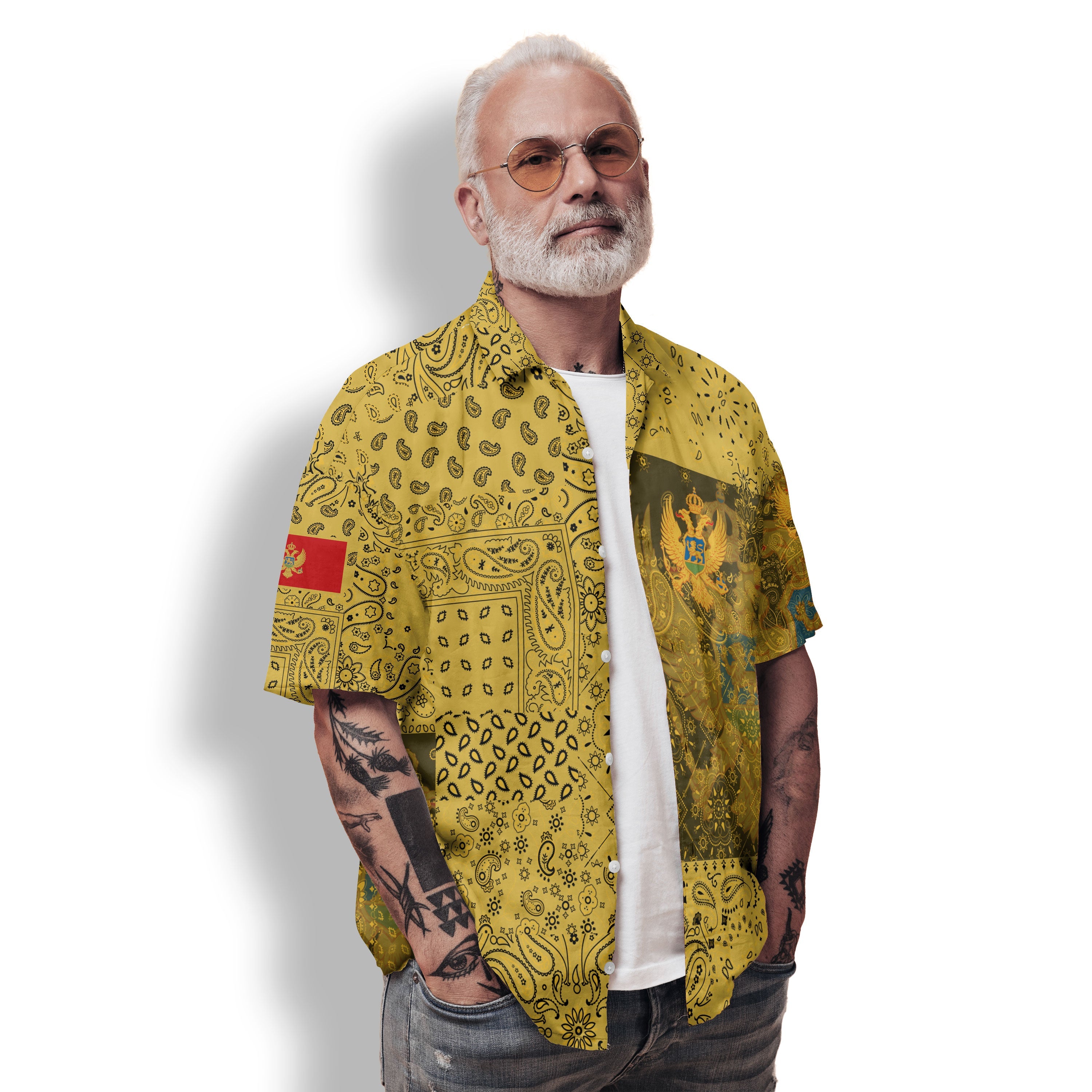 Montenegro Hawaiian Shirt Paisley Flag And Skull Style 2