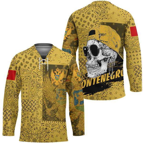 Montenegro Hockey Jersey Paisley Flag And Skull Style 1