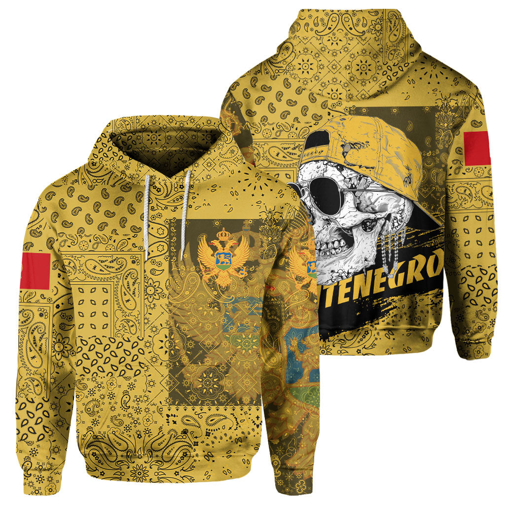 Montenegro Hoodie Paisley Flag And Skull Style 1