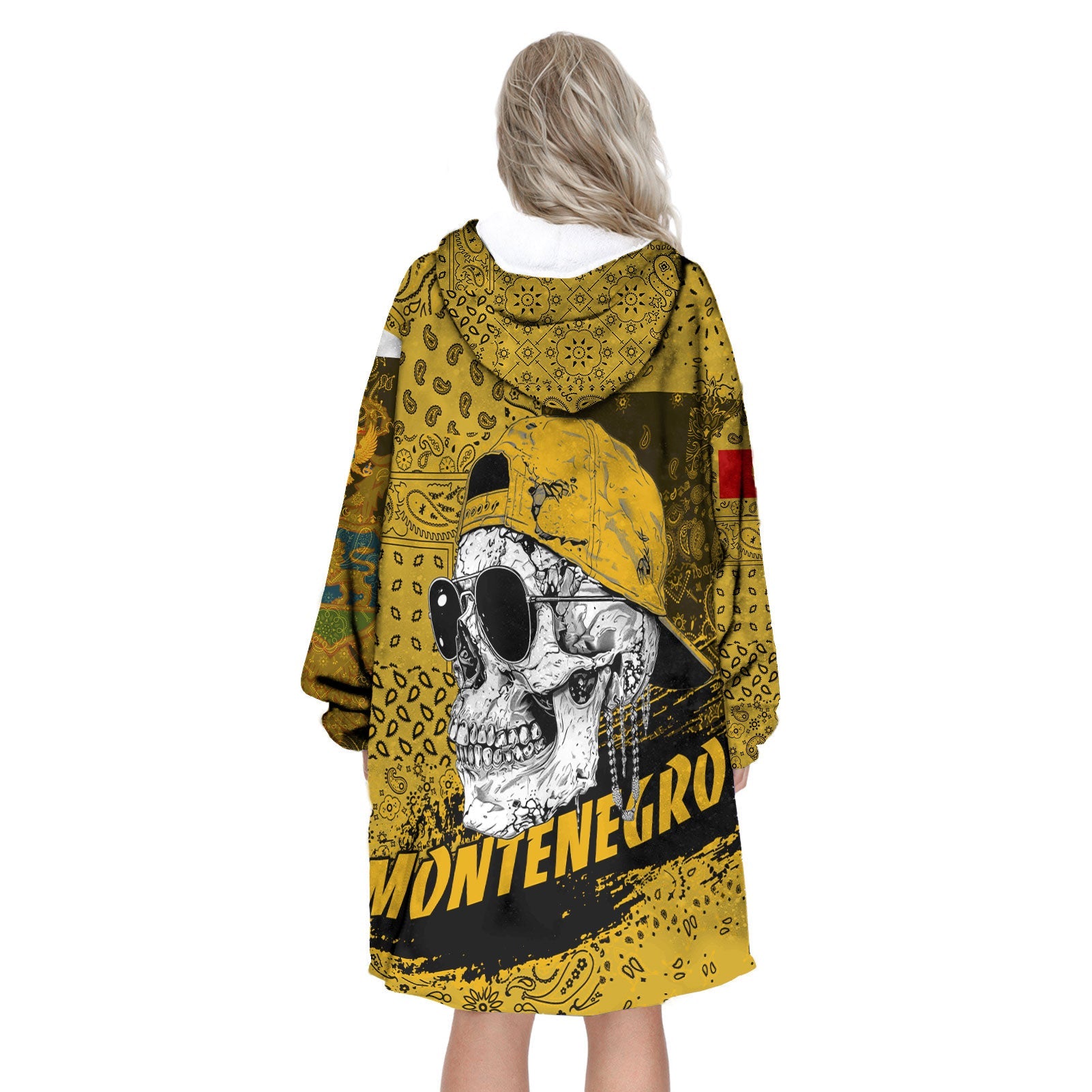 Montenegro Hoodie Blanket Paisley Flag And Skull Style 3