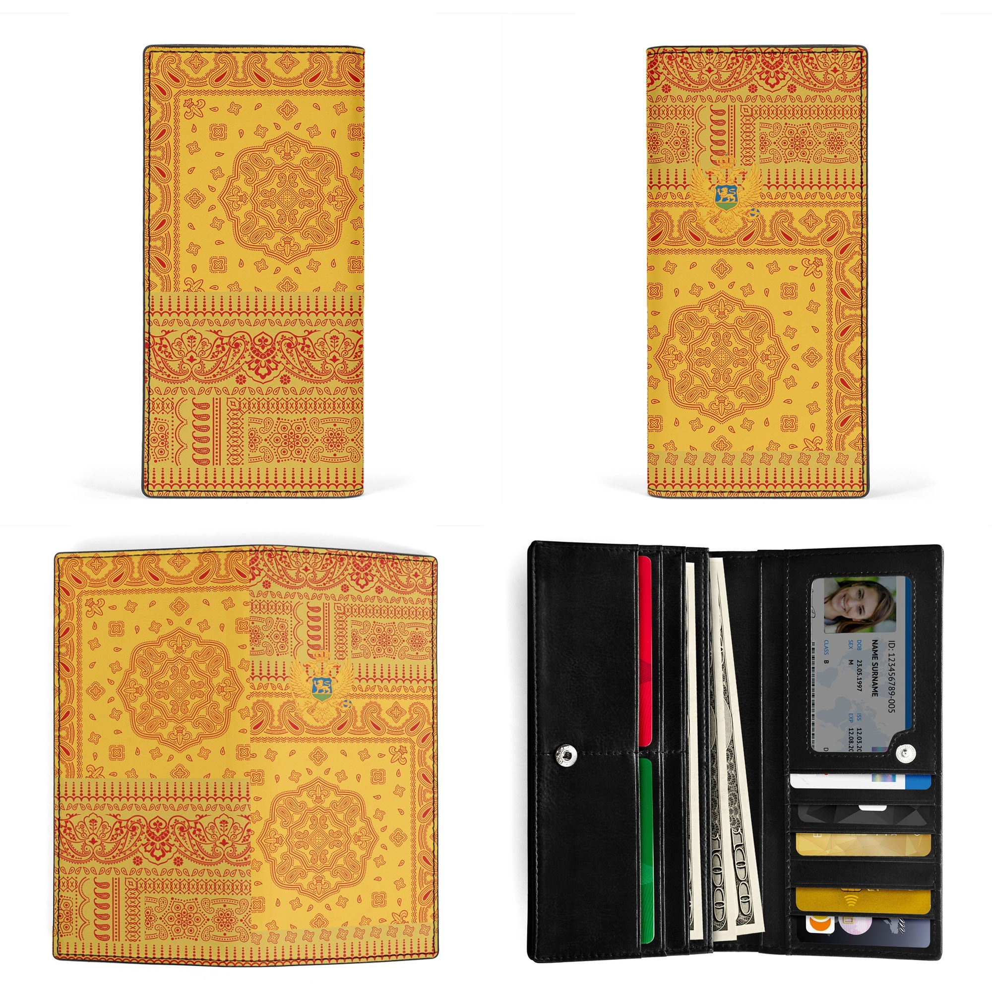 Montenegro Leather Wallet Flag And Paisley Basic Style 3