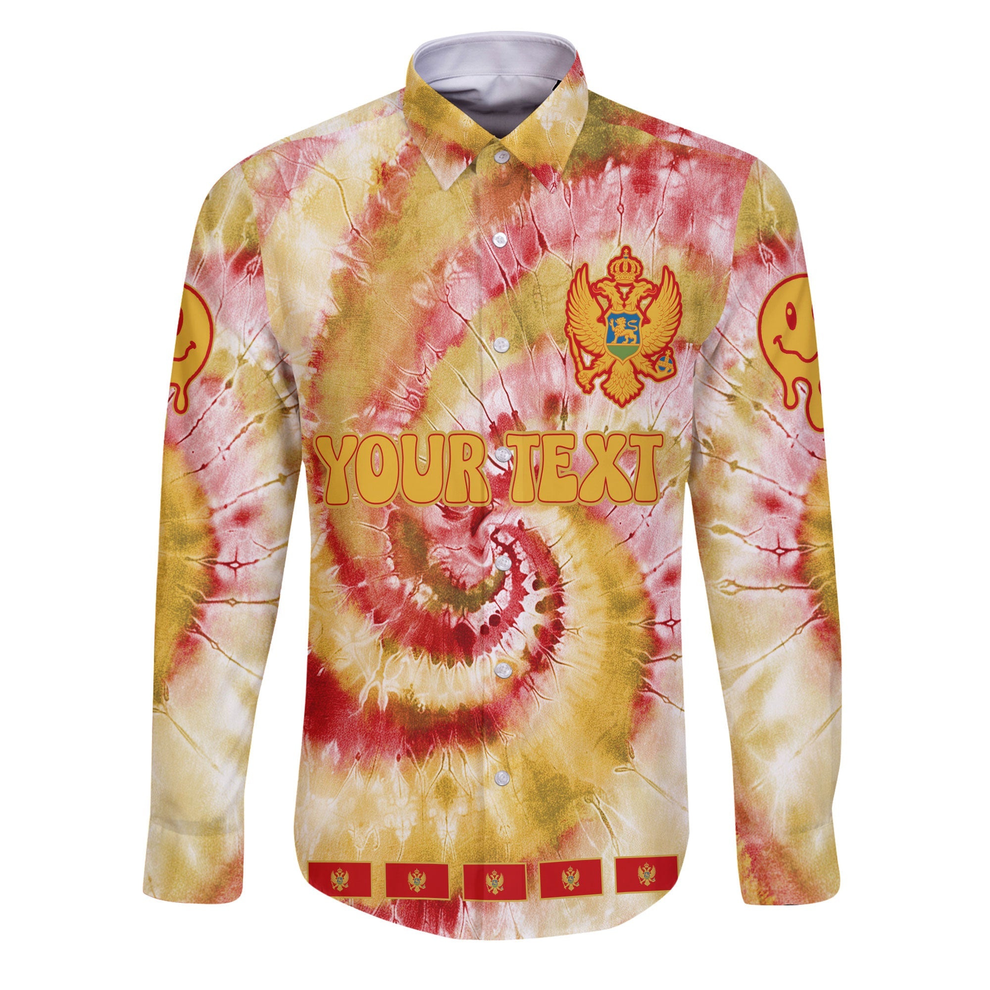 Montenegro Long Sleeve Button Shirt Custom Tie Dye Style 1