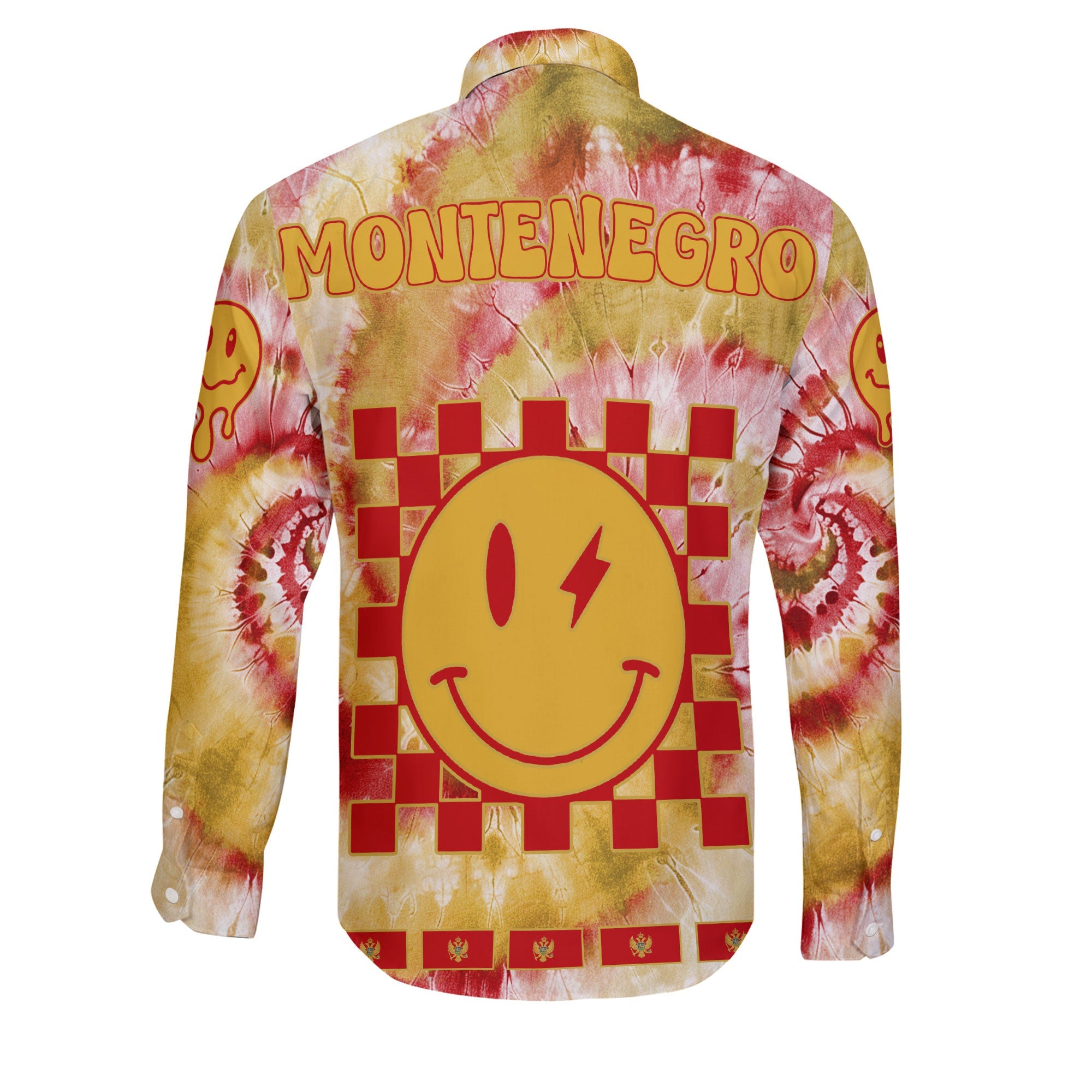 Montenegro Long Sleeve Button Shirt Custom Tie Dye Style 2