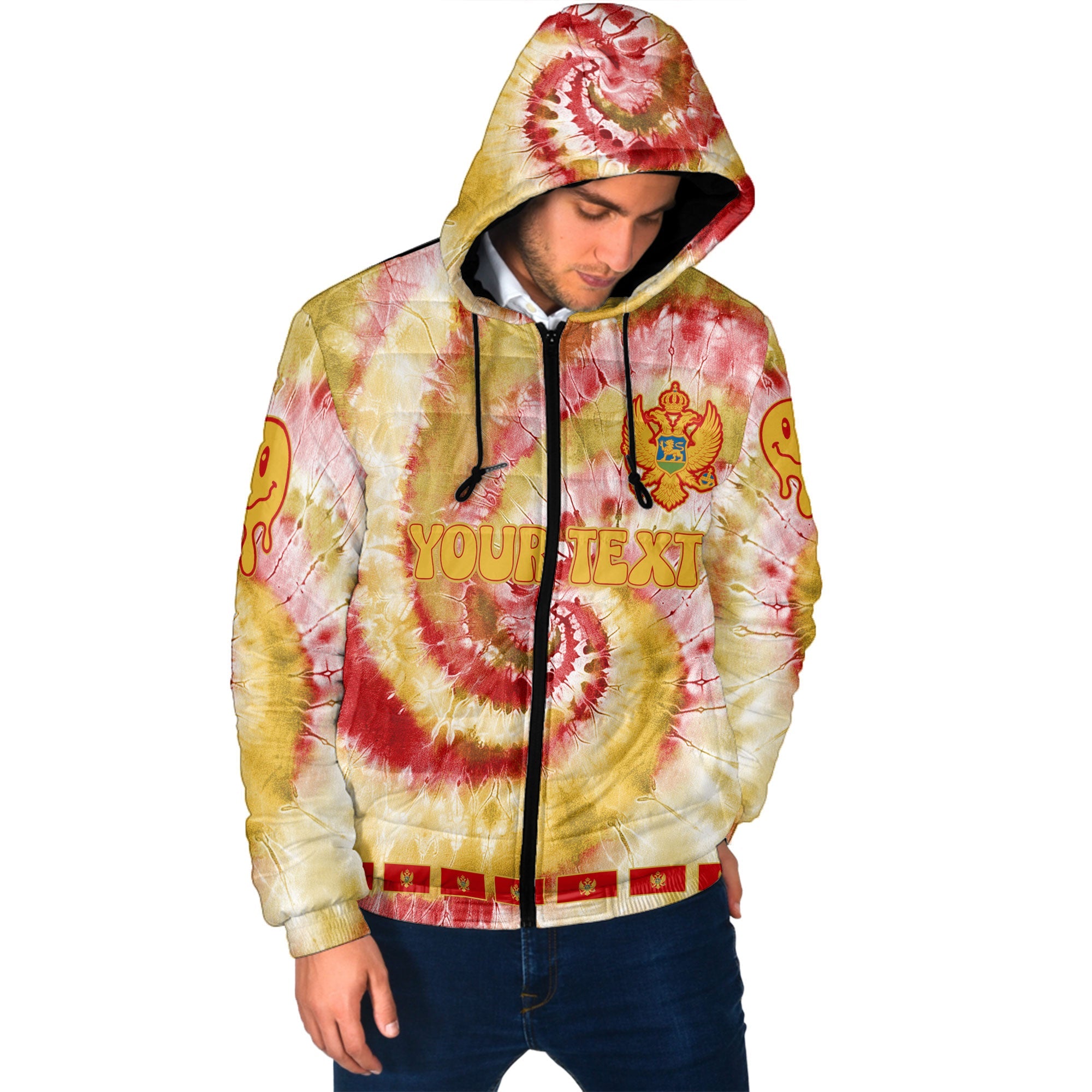 Montenegro Men Hooded Padded Jacket Custom Tie Dye Style 2