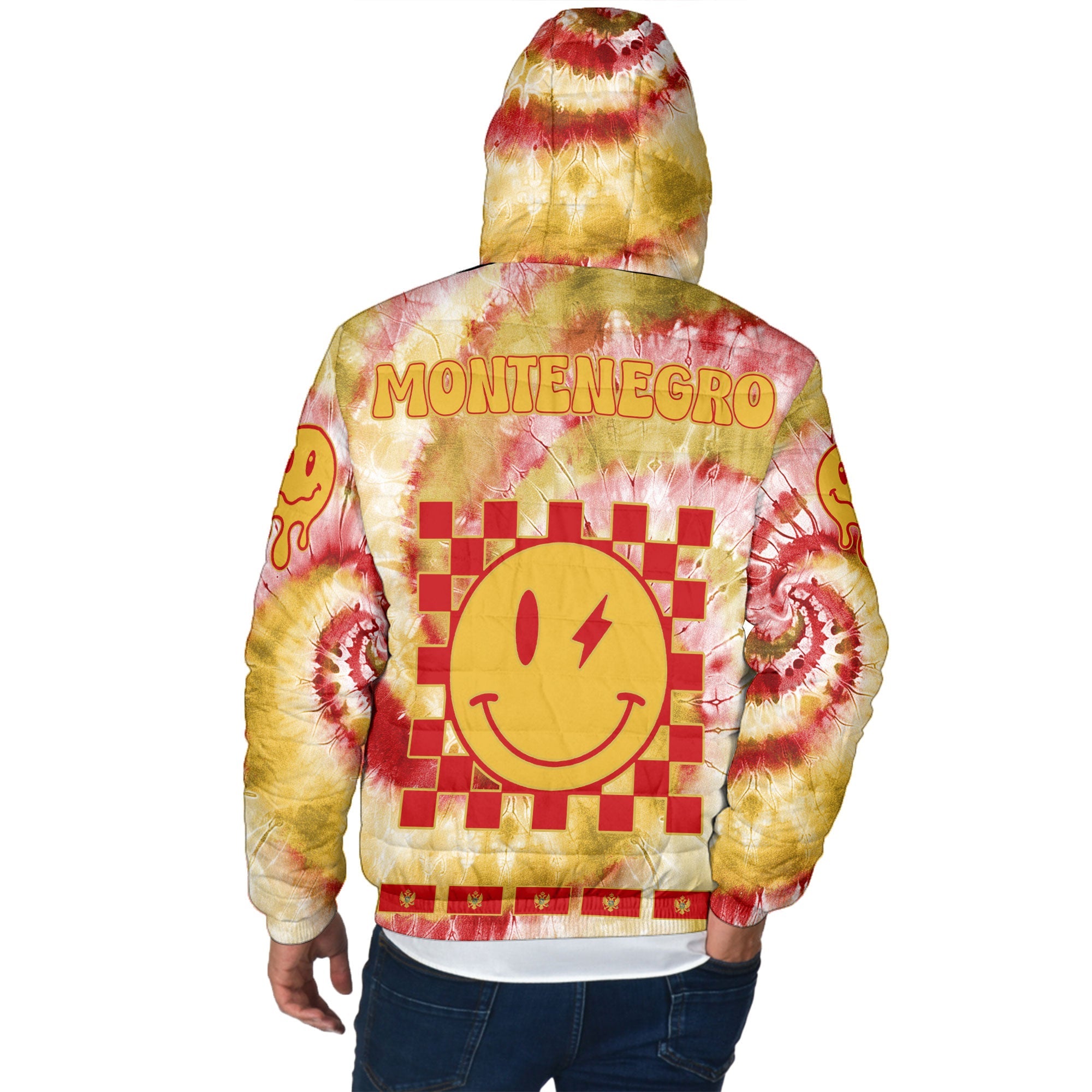 Montenegro Men Hooded Padded Jacket Custom Tie Dye Style 3