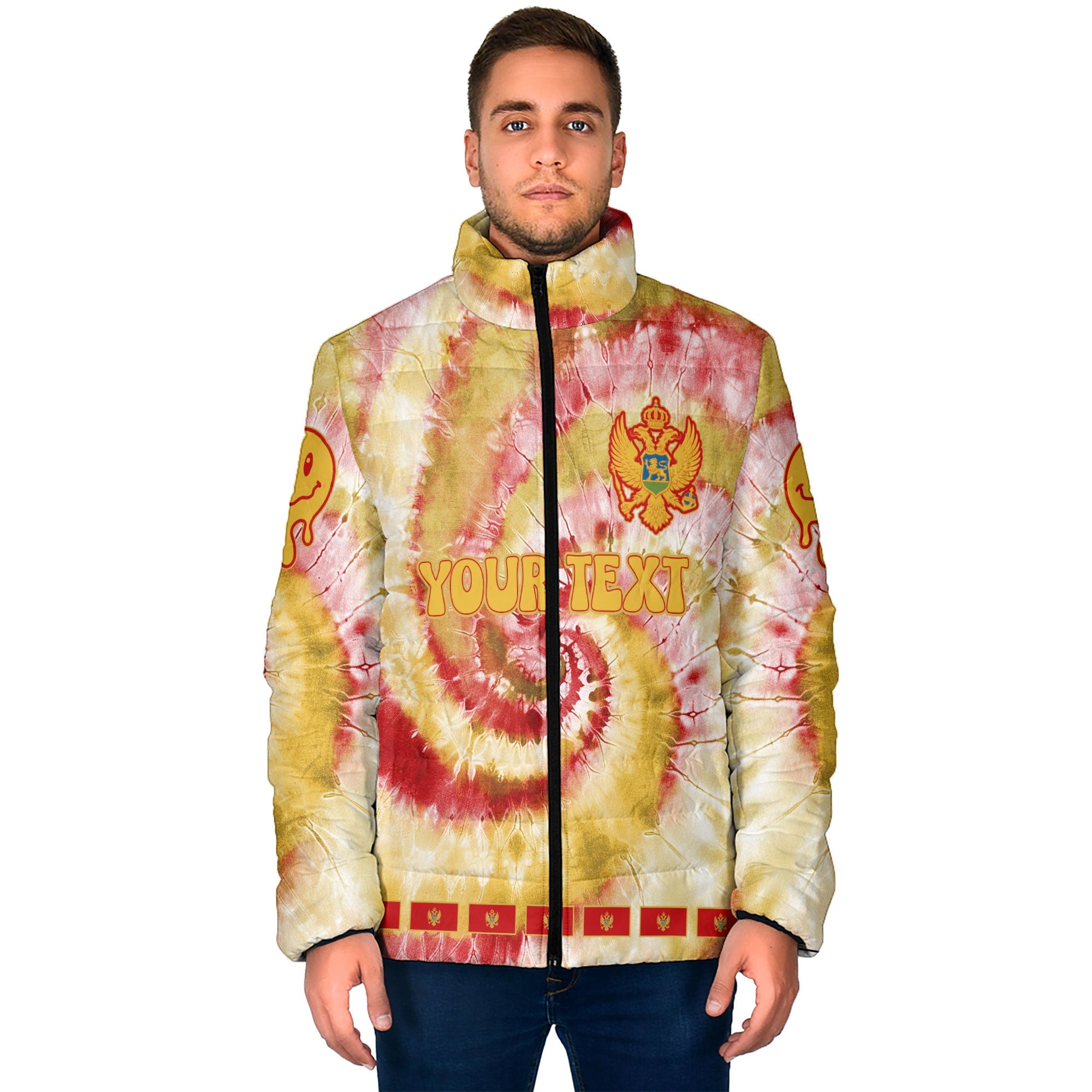 Montenegro Men Padded Jacket Custom Tie Dye Style 1