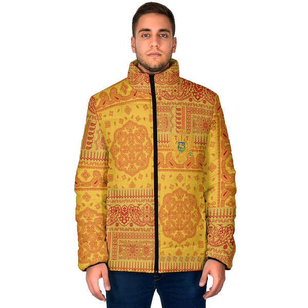 Montenegro Men Padded Jacket Flag And Paisley Basic Style 1