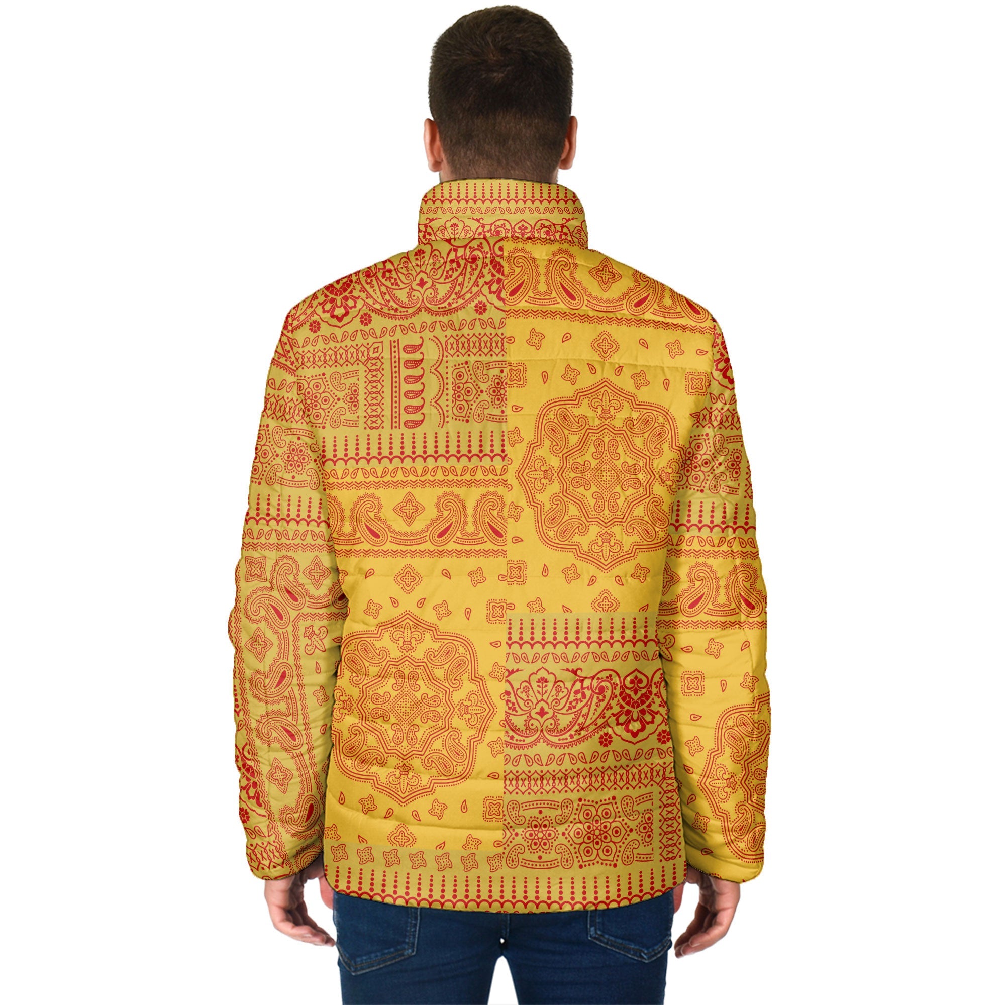 Montenegro Men Padded Jacket Flag And Paisley Basic Style 2