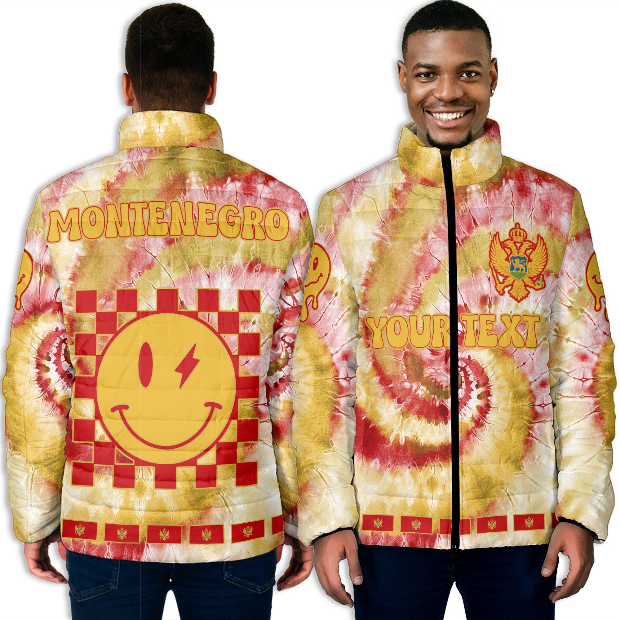 Montenegro Men Padded Jacket Custom Tie Dye Style 3