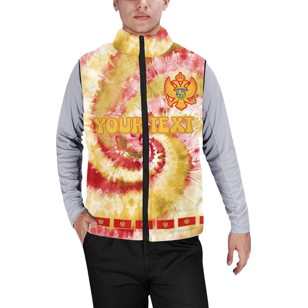 Montenegro Men Padded Jacket Vest Custom Tie Dye Style 1