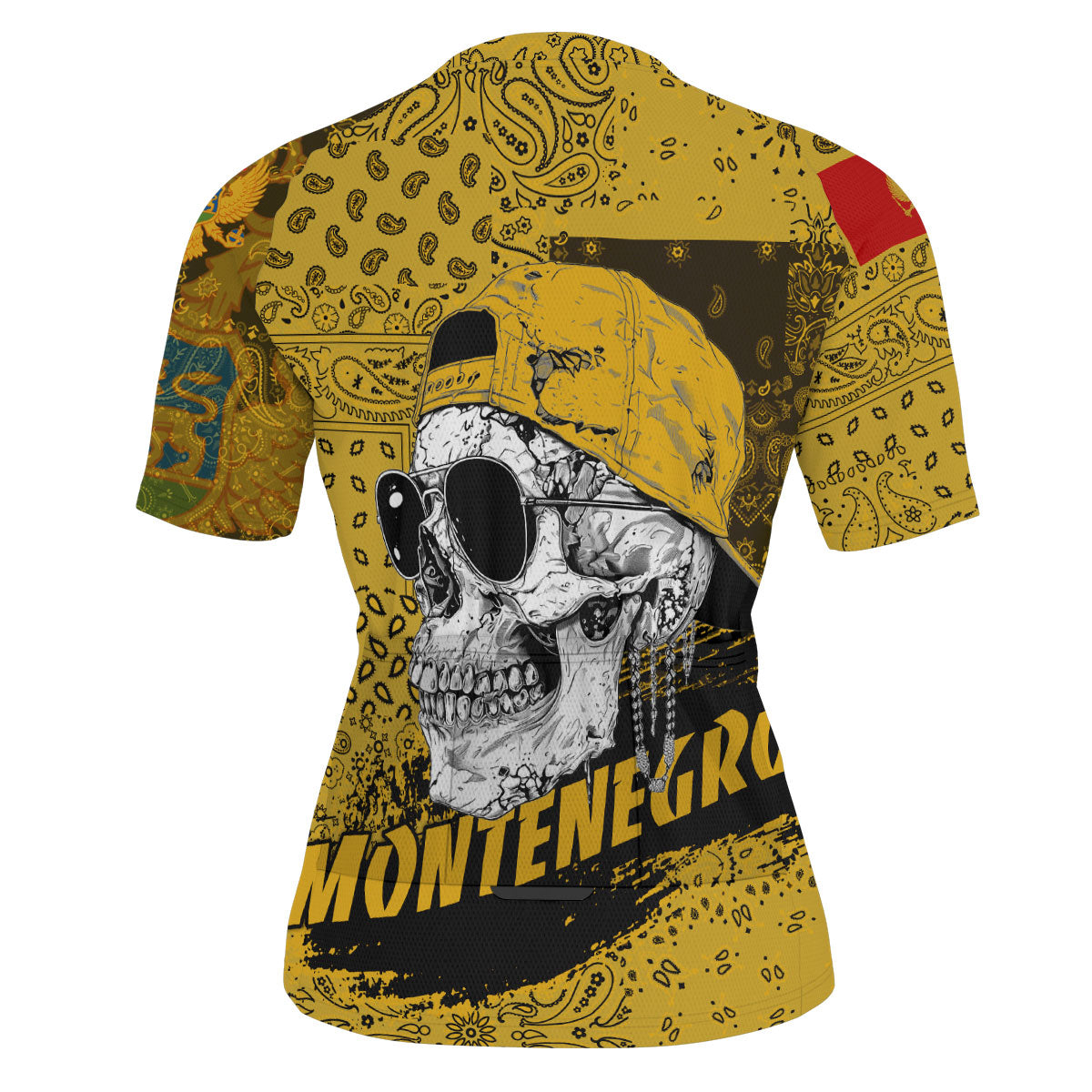 Montenegro Men Cycling Jersey Paisley Flag And Skull Style 3