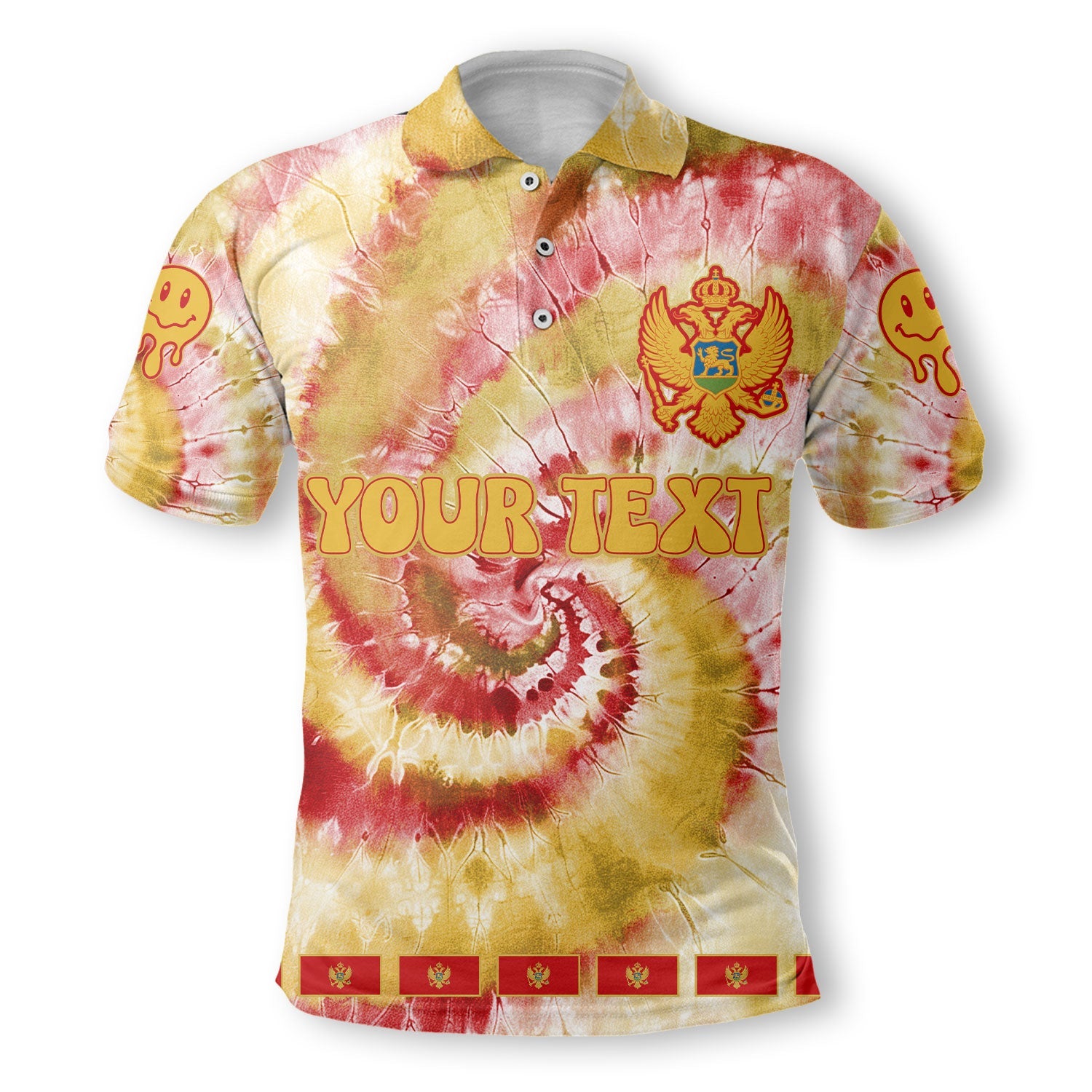 Montenegro Polo Shirt Custom Tie Dye Style 2