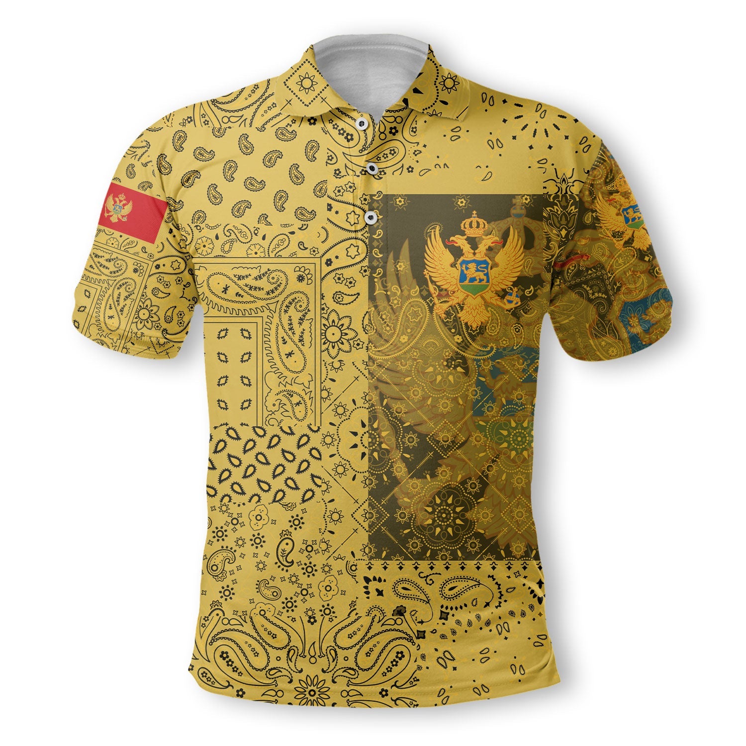 Montenegro Polo Shirt Paisley Flag And Skull Style 2