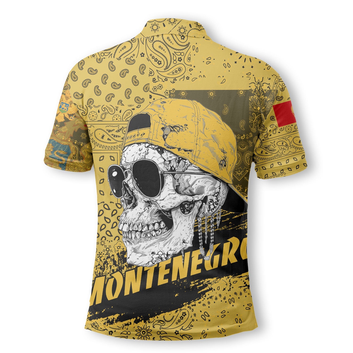 Montenegro Polo Shirt Paisley Flag And Skull Style 3