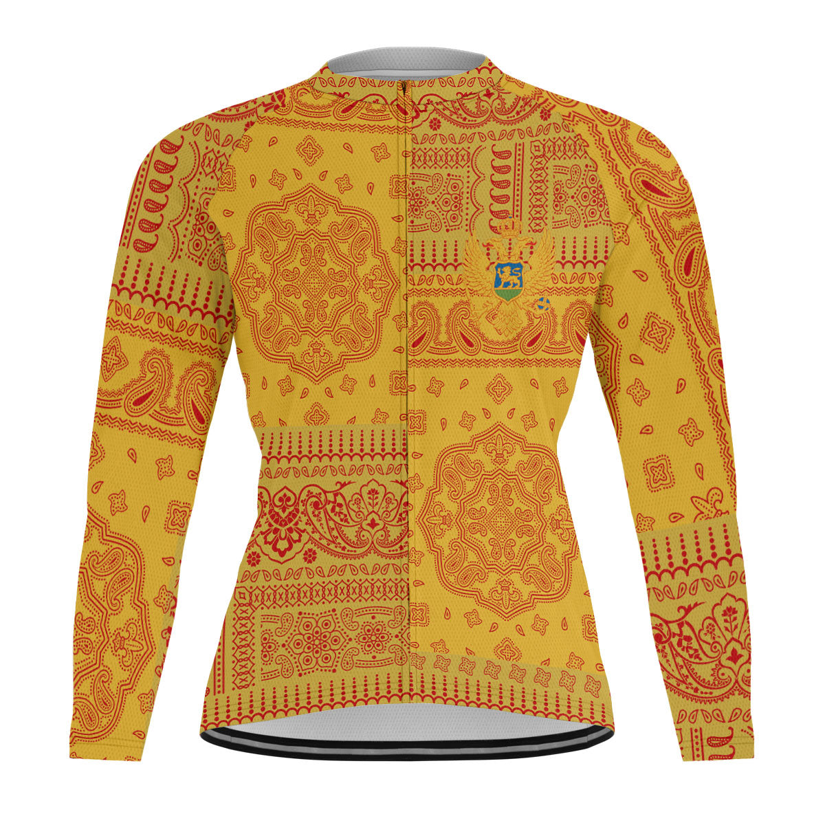 Montenegro Raglan Men Cycling Jersey Long Sleeve Flag And Paisley Basic Style 1