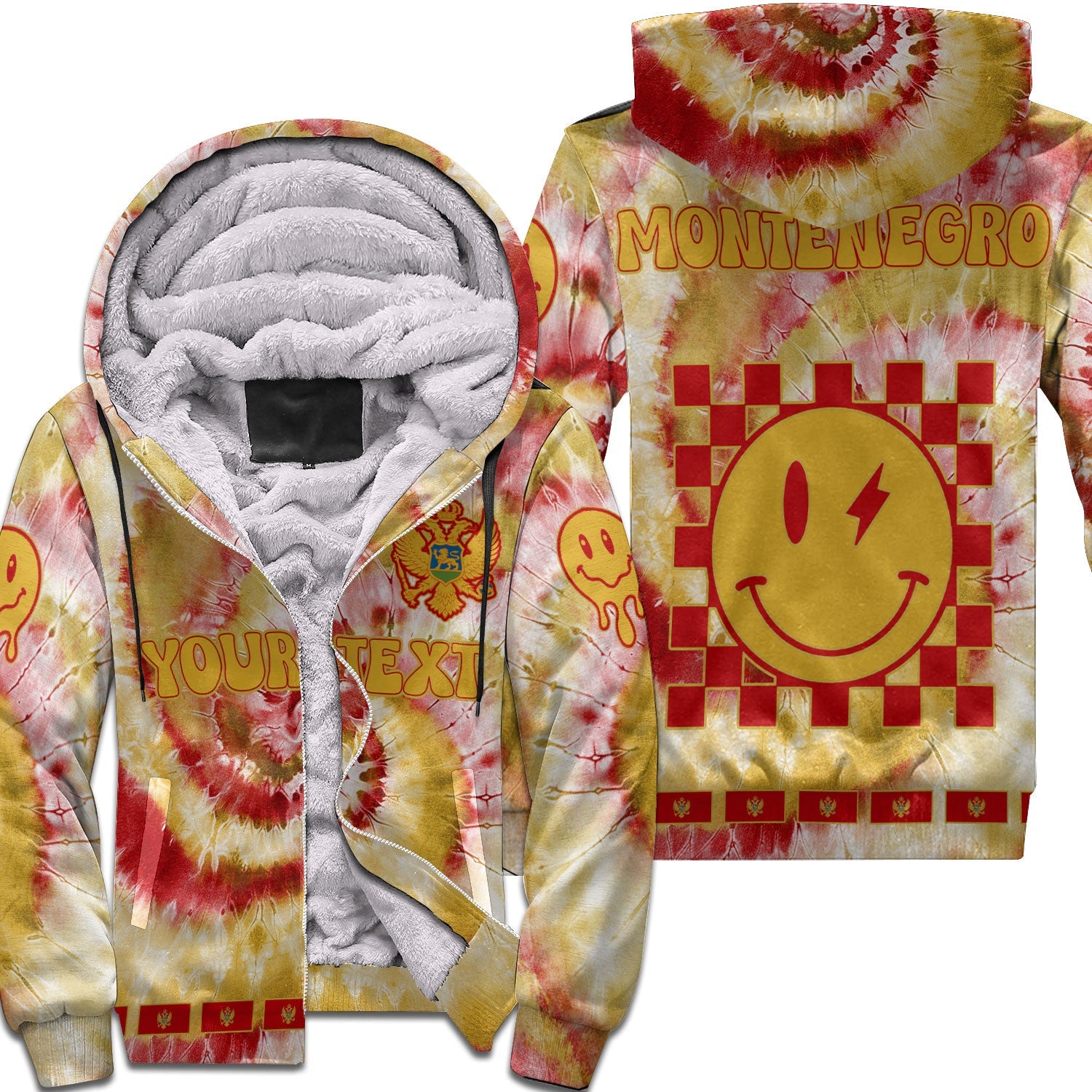 Montenegro Sherpa Hoodie Custom Tie Dye Style 1