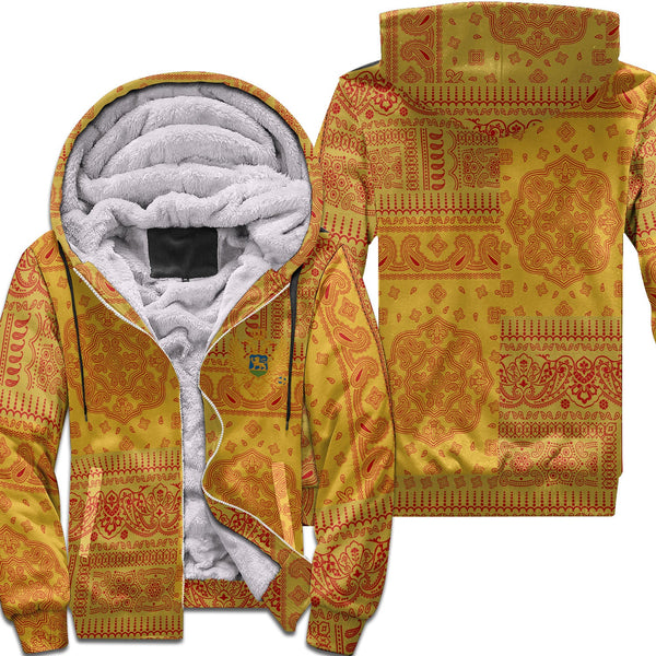 Montenegro Sherpa Hoodie Flag And Paisley Basic Style 1