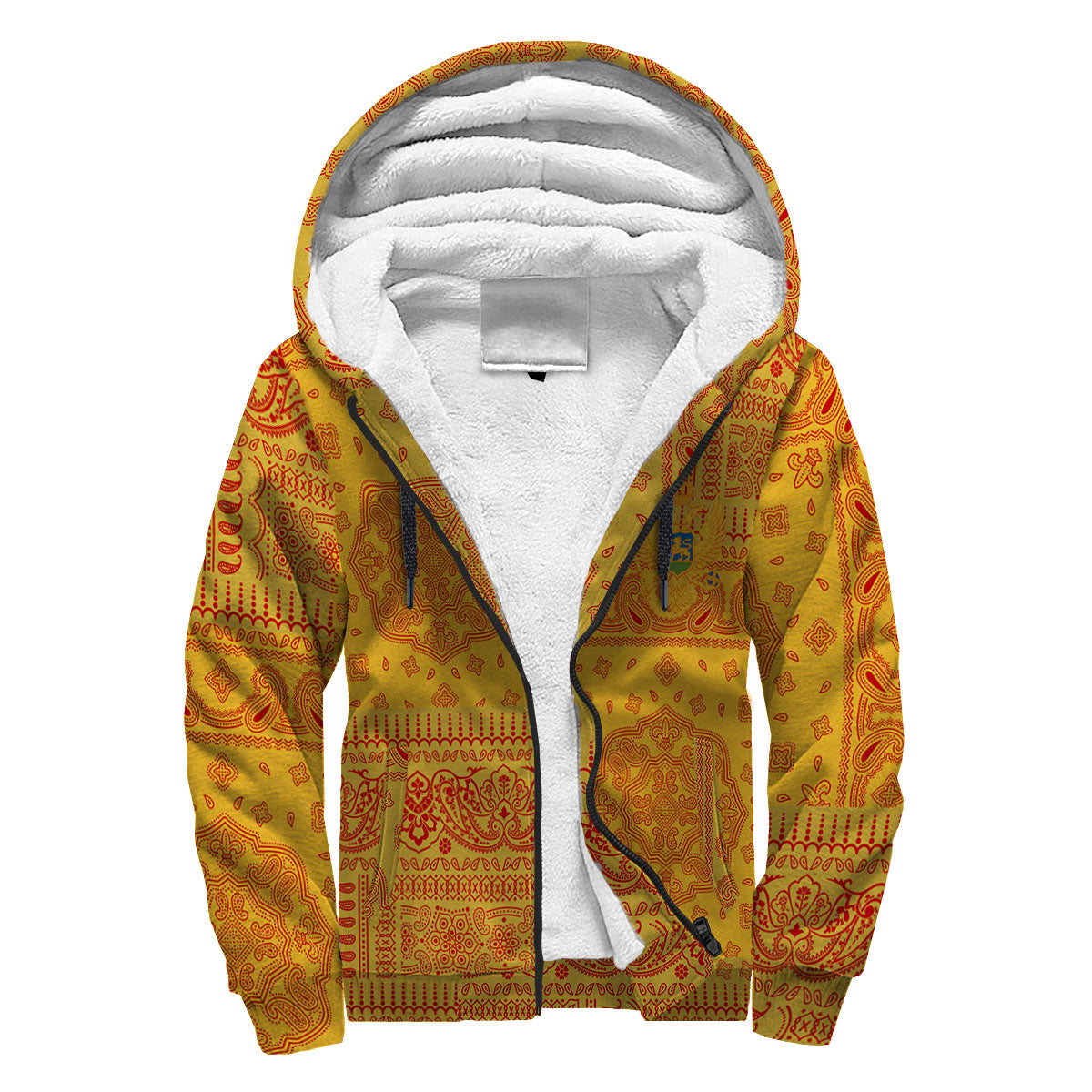 Montenegro Sherpa Hoodie Flag And Paisley Basic Style 3