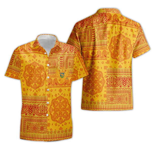 Montenegro Short Sleeve Shirt Flag And Paisley Basic Style 1