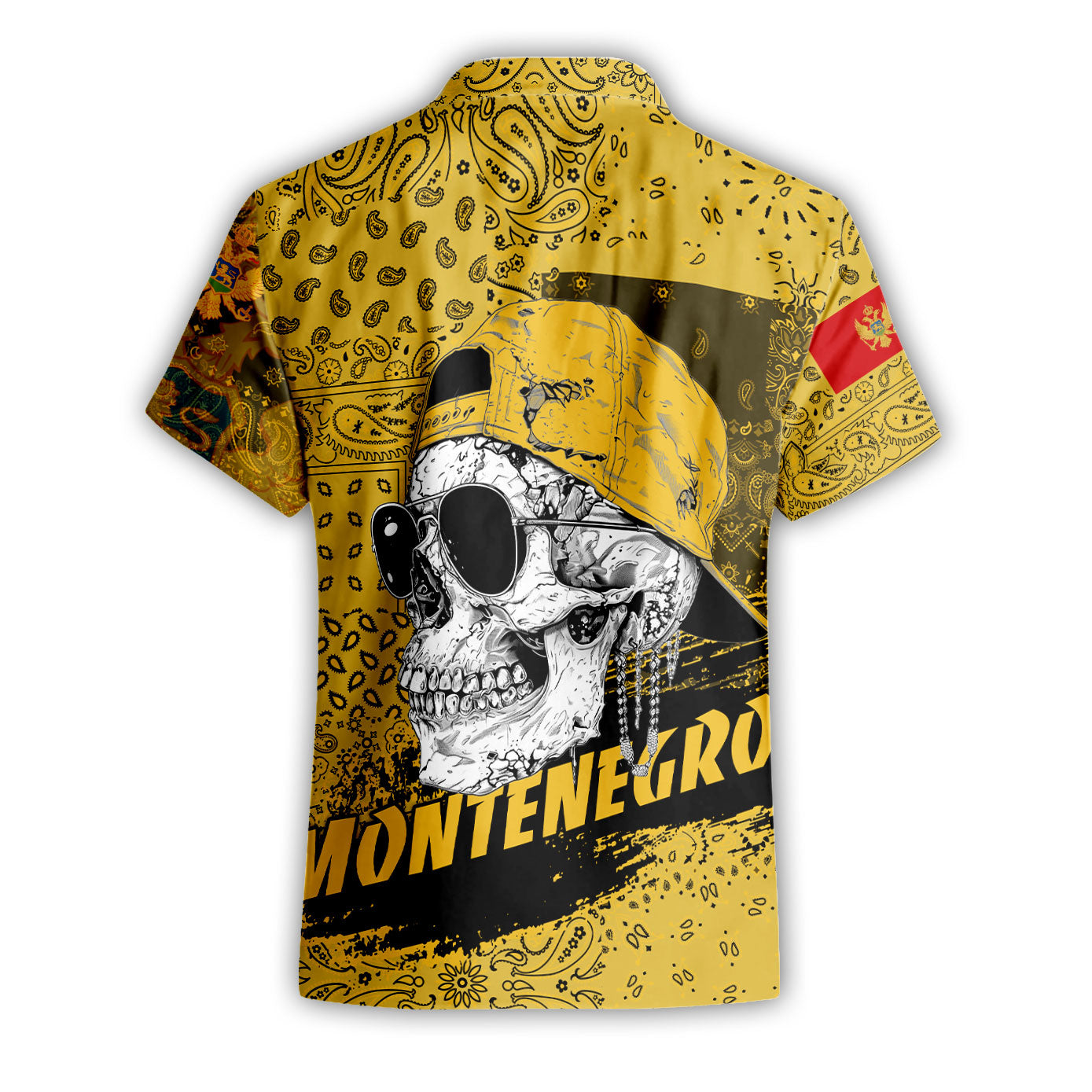 Montenegro Short Sleeve Shirt Paisley Flag And Skull Style 2