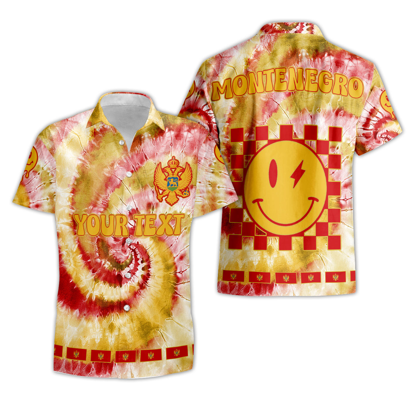 Montenegro Short Sleeve Shirt Custom Tie Dye Style 3