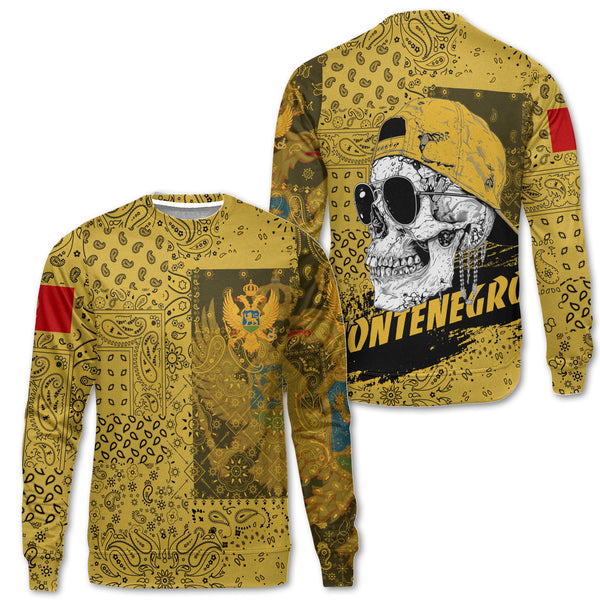 Montenegro Sweatshirt Paisley Flag And Skull Style 1