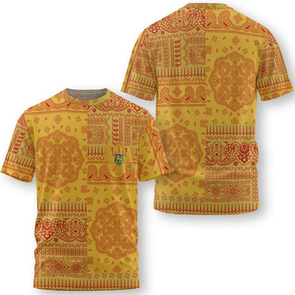 Montenegro T Shirt Flag And Paisley Basic Style 1