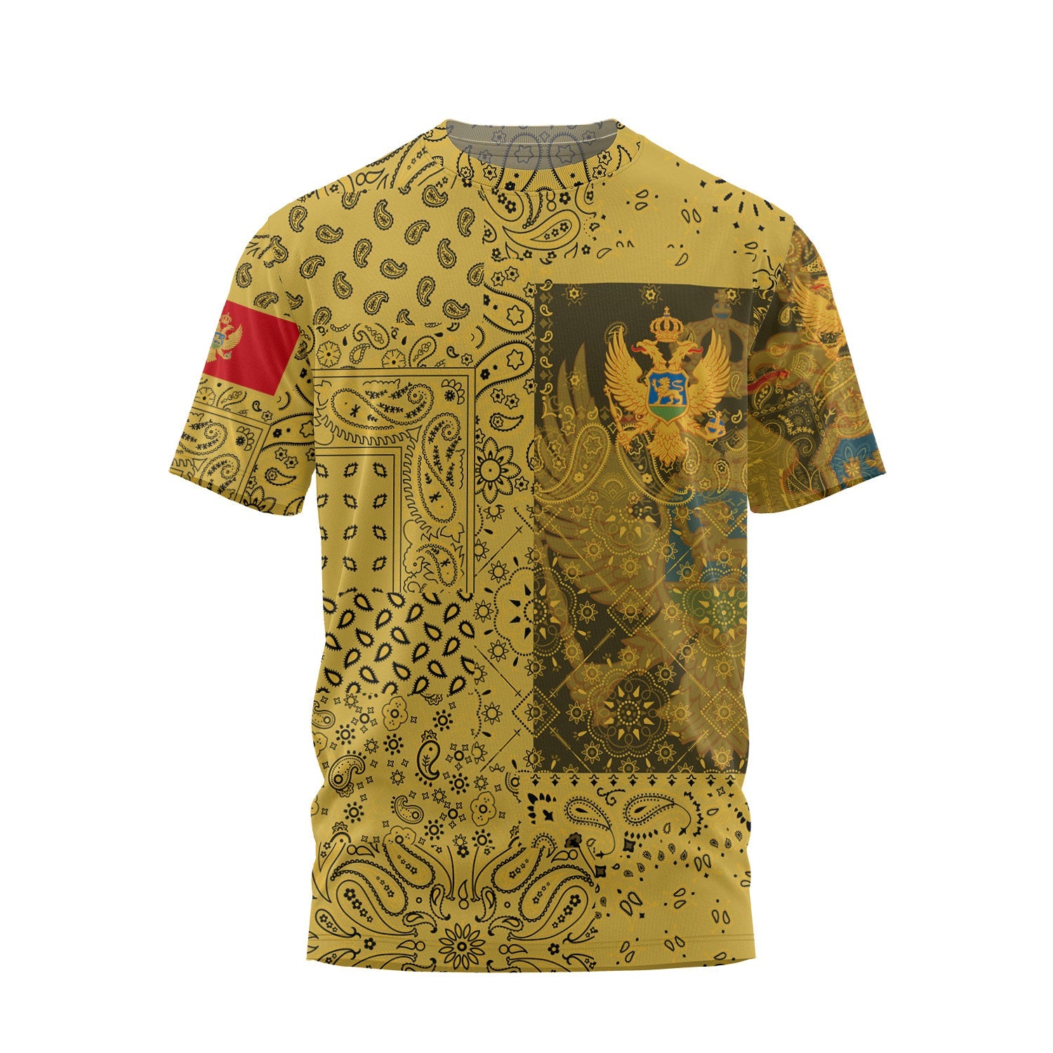 Montenegro T Shirt Paisley Flag And Skull Style 1