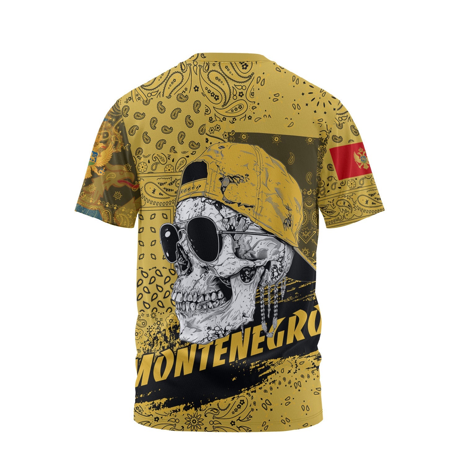 Montenegro T Shirt Paisley Flag And Skull Style 2