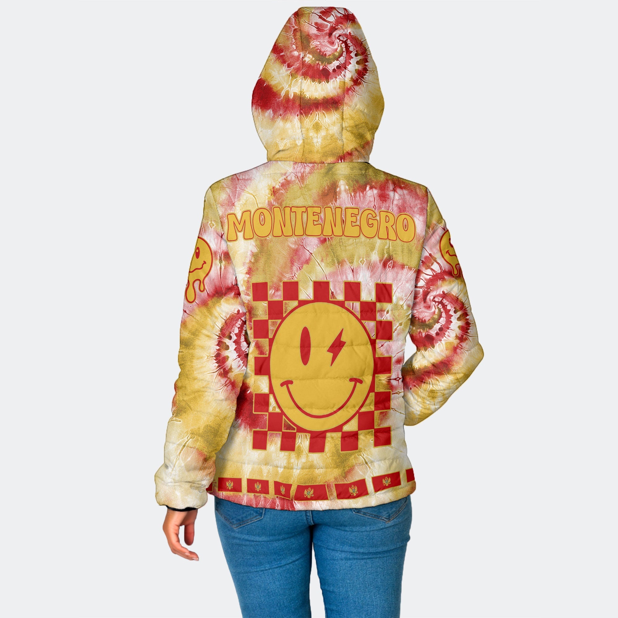 Montenegro Women Hooded Padded Jacket Custom Tie Dye Style 2