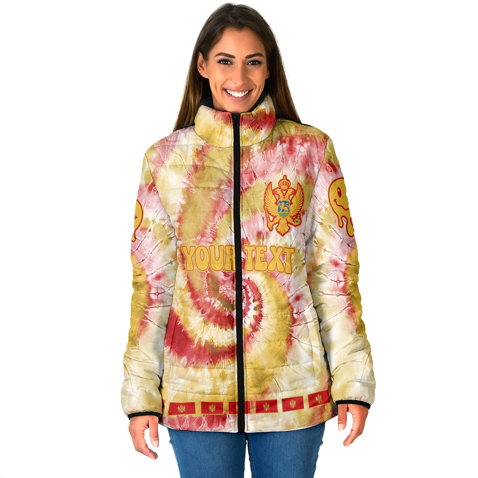 Montenegro Women Padded Jacket Custom Tie Dye Style 1