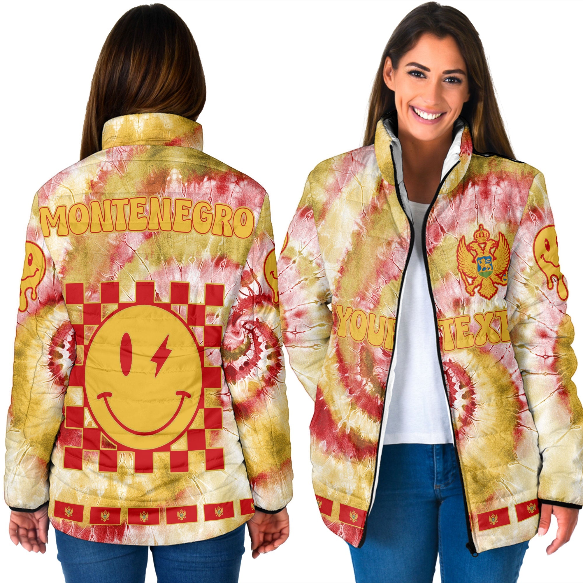 Montenegro Women Padded Jacket Custom Tie Dye Style 3