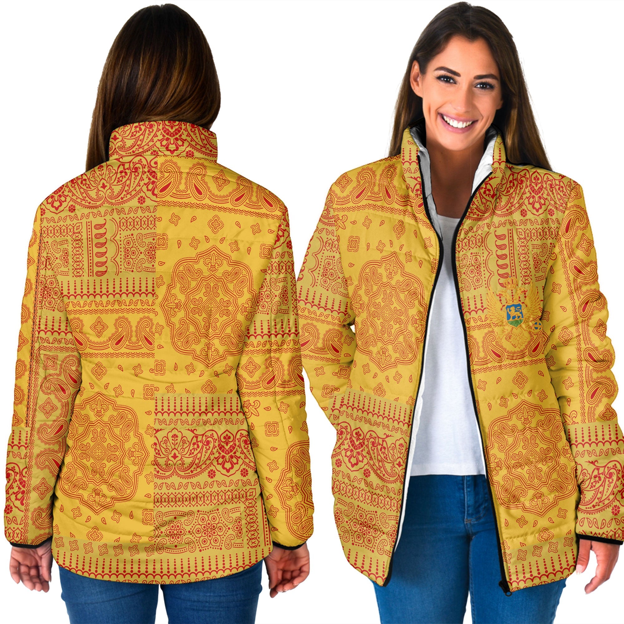 Montenegro Women Padded Jacket Flag And Paisley Basic Style 3