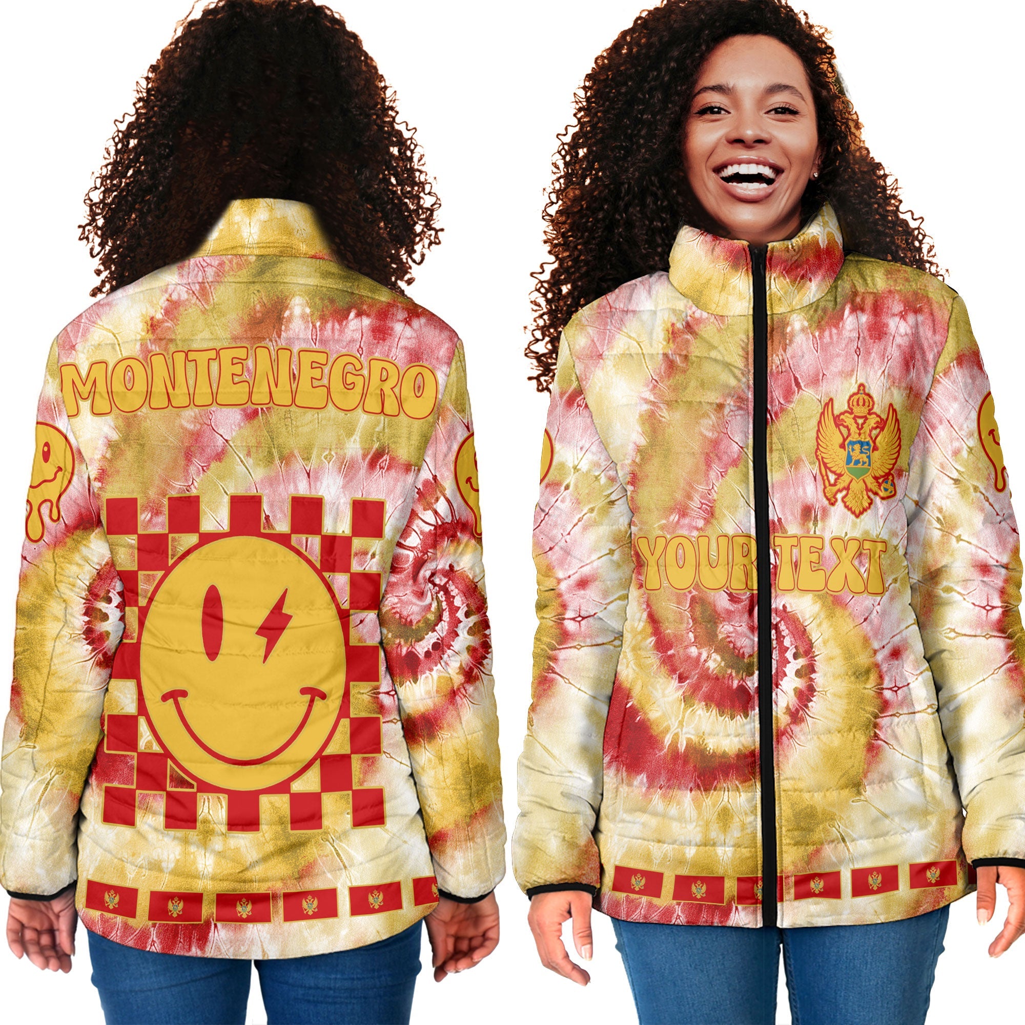 Montenegro Women Padded Jacket Custom Tie Dye Style 4