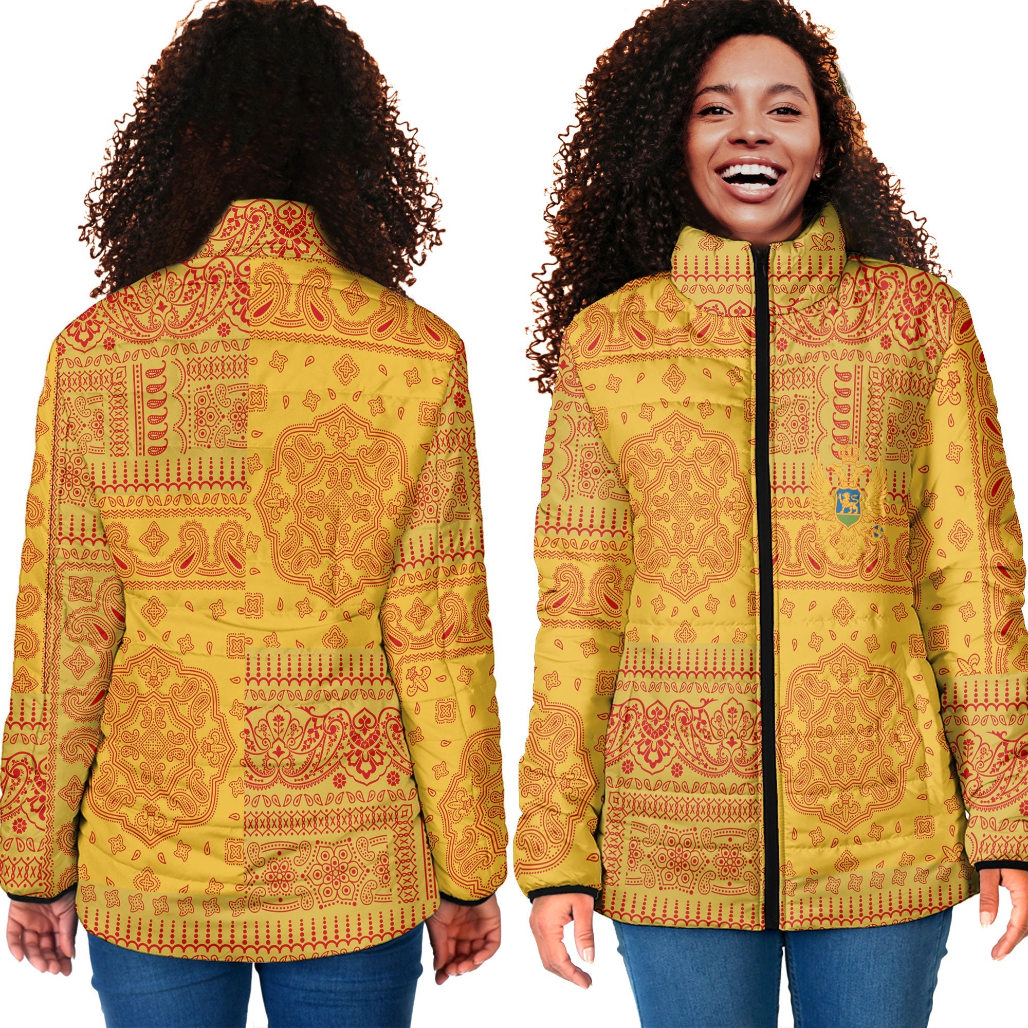 Montenegro Women Padded Jacket Flag And Paisley Basic Style 4