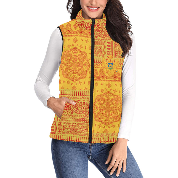 Montenegro Women Padded Jacket Vest Flag And Paisley Basic Style 1