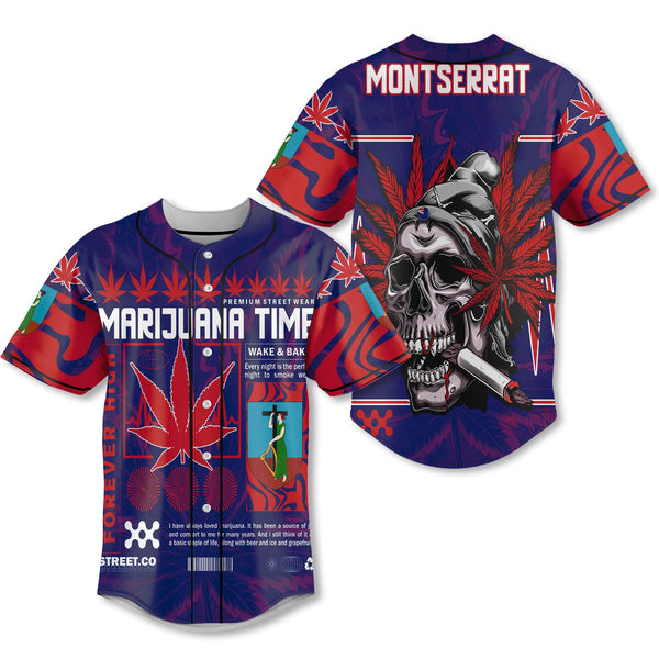 Montserrat Baseball Jersey Flag & Coat Of Arms Marijuanas Style