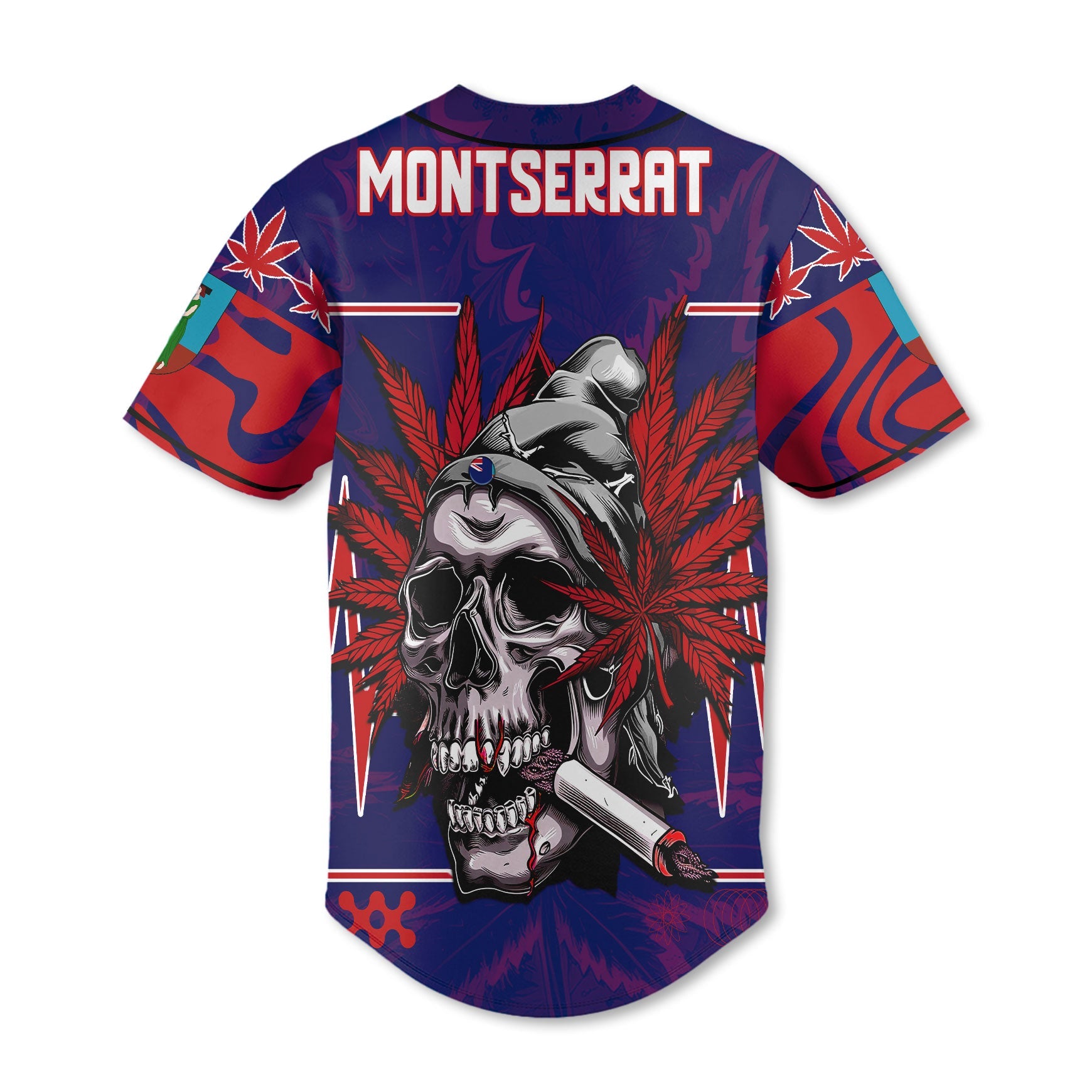 Montserrat Baseball Jersey Flag & Coat Of Arms Marijuanas Style