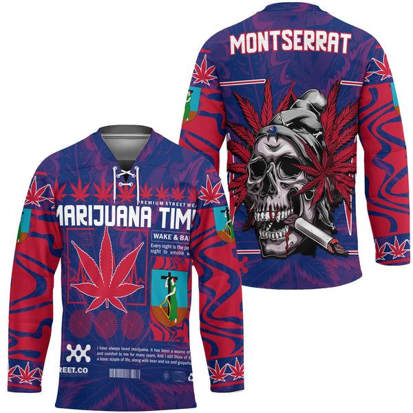 Montserrat Hockey Jersey Flag & Coat Of Arms Marijuanas Style