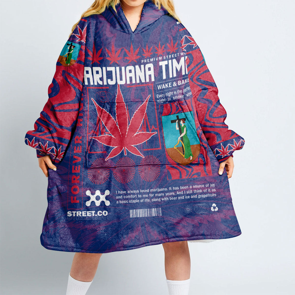 Montserrat Snug Hoodie Flag & Coat Of Arms Marijuanas Style