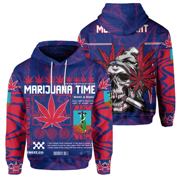 Montserrat Hoodie Flag & Coat Of Arms Marijuanas Style