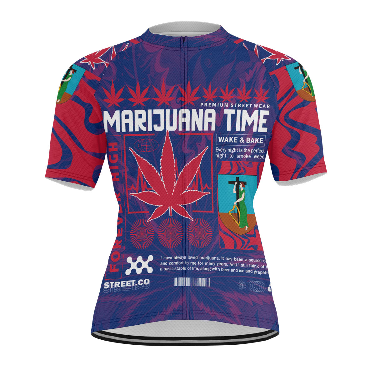 Montserrat Men's Cycling Jersey Flag & Coat Of Arms Marijuanas Style