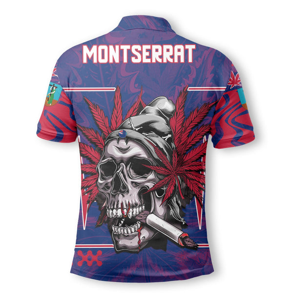 Montserrat Polo Shirt Flag & Coat Of Arms Marijuanas Style