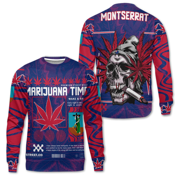 Montserrat Sweatshirt Flag & Coat Of Arms Marijuanas Style