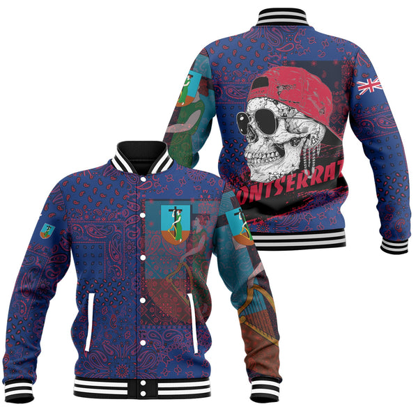 Montserrat Baseball Jacket Paisley Flag And Skull Style 1