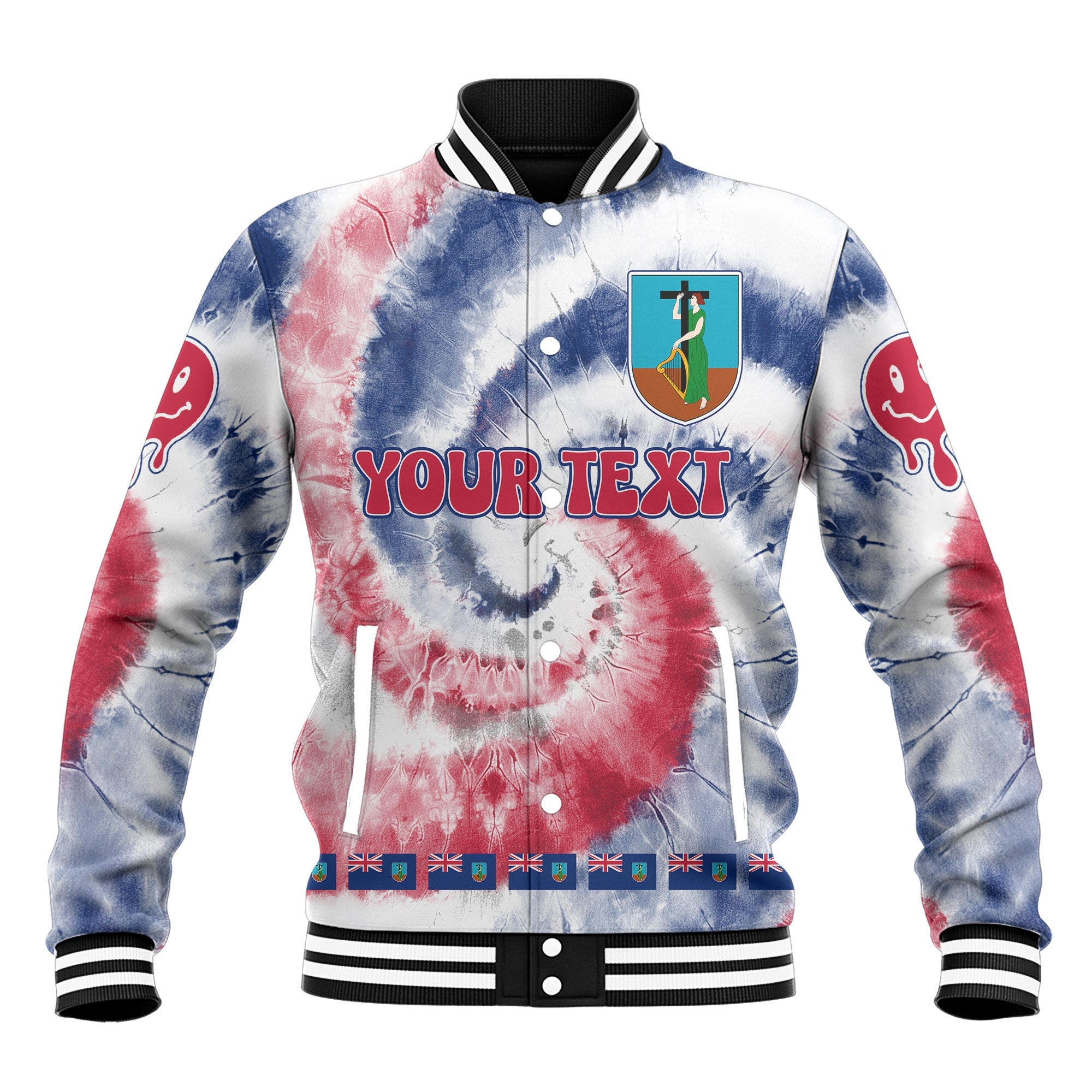 Montserrat Baseball Jacket Custom Tie Dye Style 2