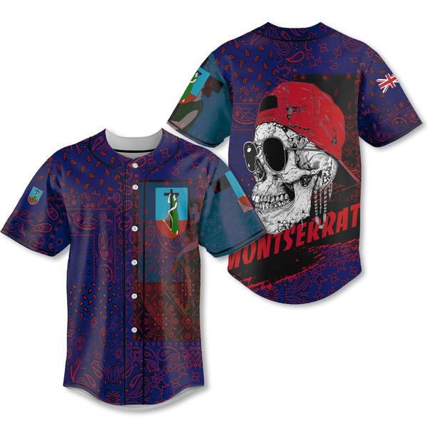 Montserrat Baseball Jersey Paisley Flag And Skull Style 1