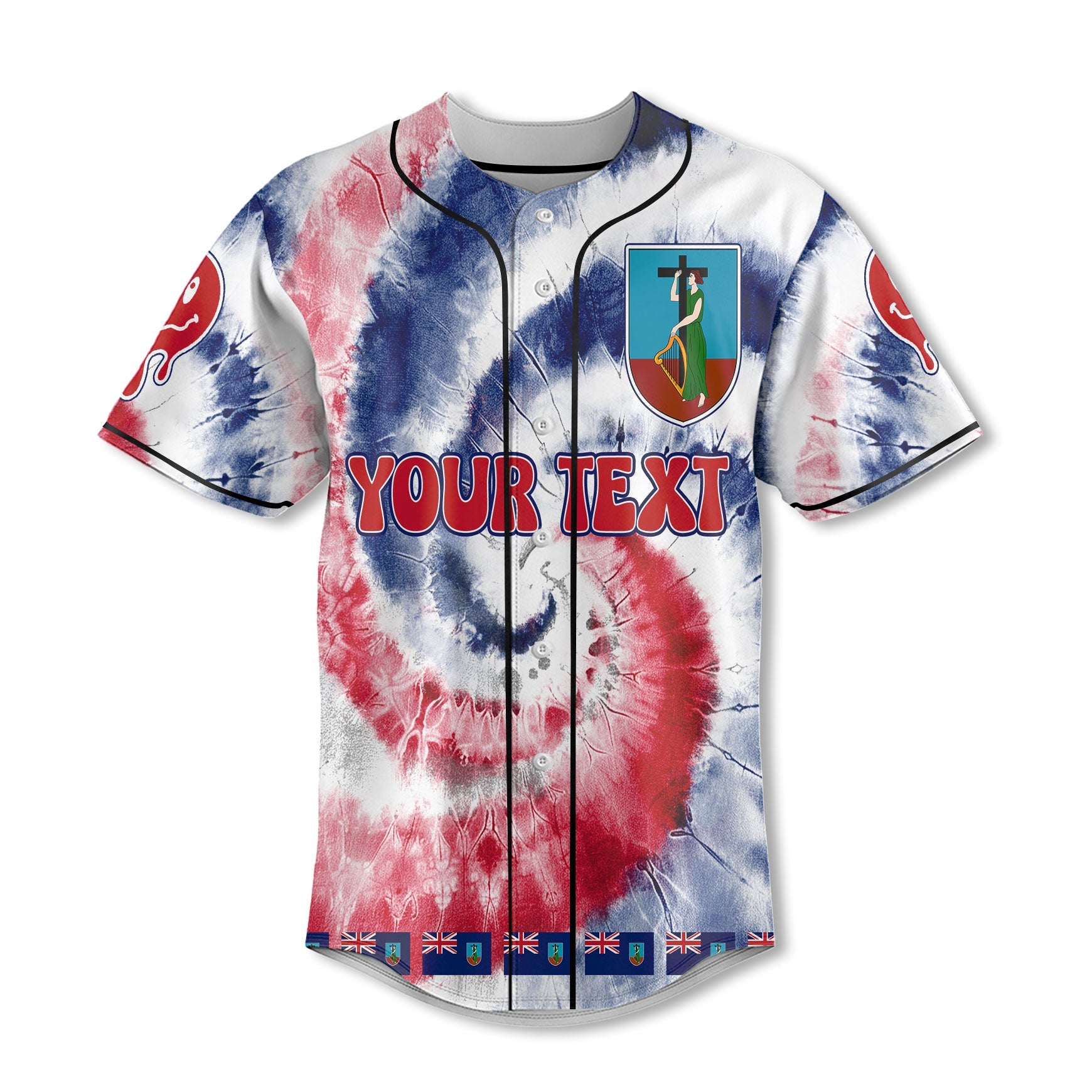 Montserrat Baseball Jersey Custom Tie Dye Style 2